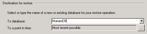 Destination for restore(SQL Server 2005)