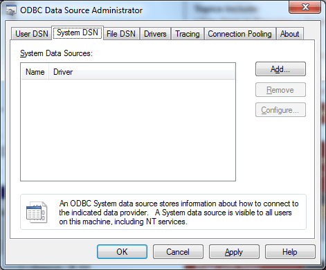 ODBC Data Source Administrator_System DSN