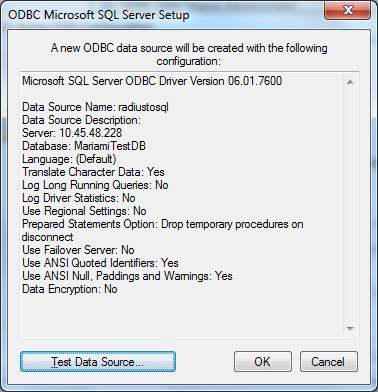 ODBC Microsoft SQL Server Setup