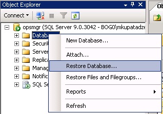 Restore Database(SQL Server 2005)