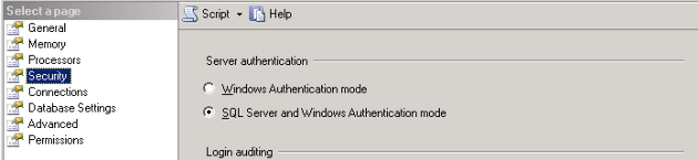Server Properties_Sequrity(SQL Server 2005)