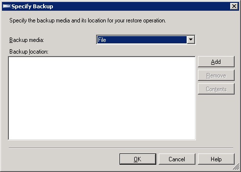 Specify Backup(SQL Server 2005)
