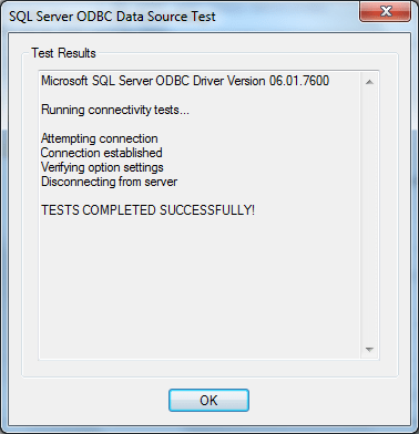 SQL Server ODBC Data Source Test