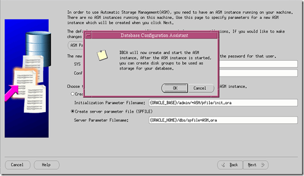 DBCA will create and start ASM