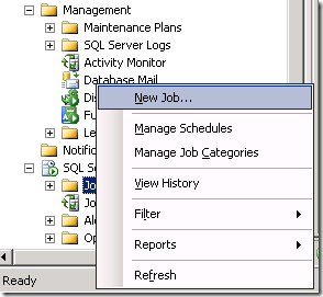 SQL Server Create New Job