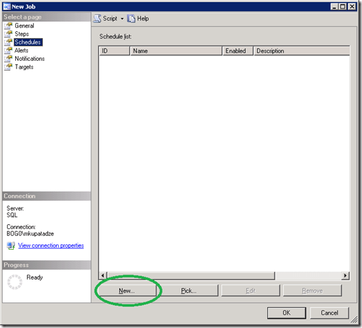 SQL Server New Job Schedules