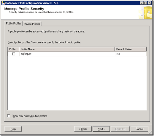 SQL Server Database Mail Configuration Wizard Manage Profile Security
