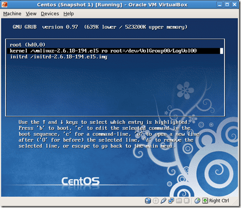 Centos 5.5 VirtualBox Reset root Password