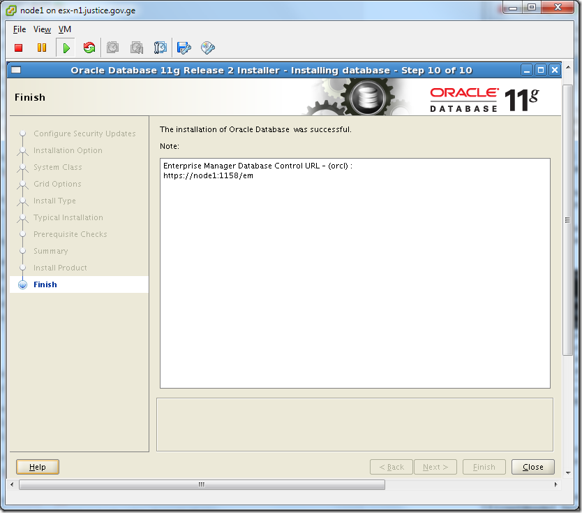 Virtual Machine_Oracle_Database_Installation_Finish