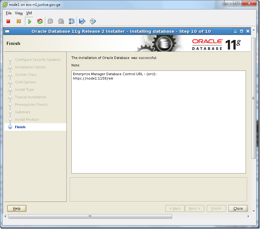 Virtual Machine_Oracle_Database_Installation_Finish