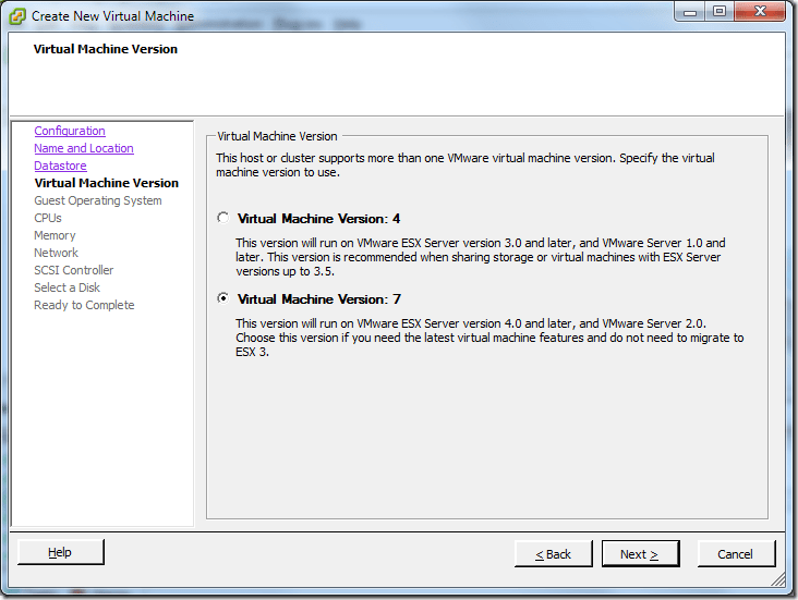 Create New Virtual Machine_Version